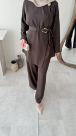 Tina Kemerli Takım - Kahverengi - Görsel 5