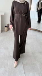 Tina Kemerli Takım - Kahverengi - Görsel 7