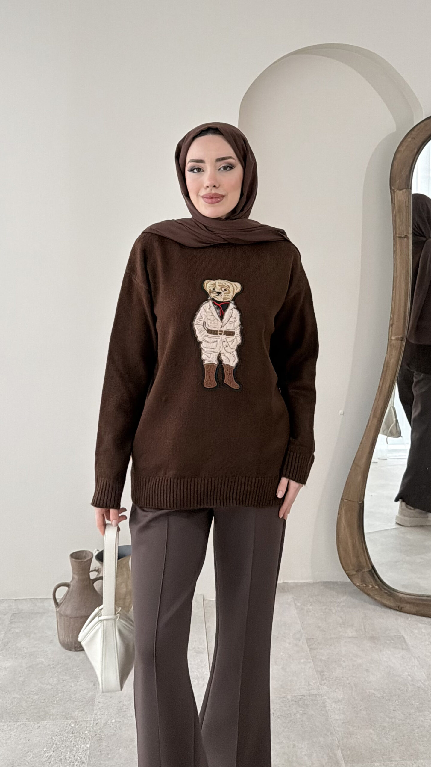 1764443015_0_692b43879b4dc.jpg Triko Kazak - Kahverengi - Görsel 1