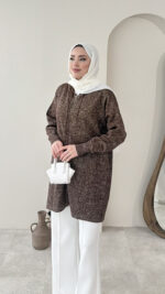 Simli Hırka - Kahverengi - Görsel 2