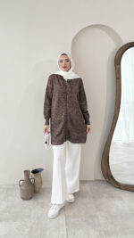 Simli Hırka - Kahverengi - Görsel 3