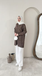 Simli Hırka - Kahverengi - Görsel 4