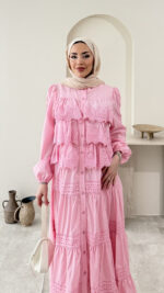 Detaylı Poplin Elbise - Pembe - Görsel 4