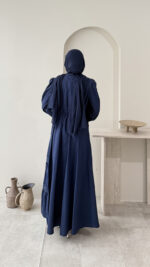 Detaylı Poplin Elbise - Lacivert - Görsel 3