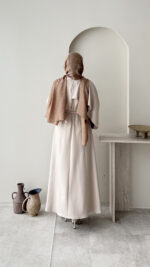 Mera Pelerin Scuba Elbise - Taş - Görsel 3