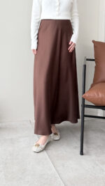 Niva Saten Etek - Koyu Kahve