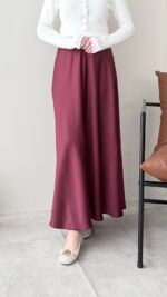 Niva Saten Etek - Bordo