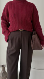 Elora Triko Kazak - Bordo - Görsel 7