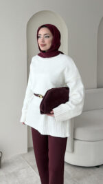 Hola Triko Kazak - Beyaz