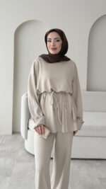 Berli Düğmeli Oyşo Takım - Taş - Görsel 3