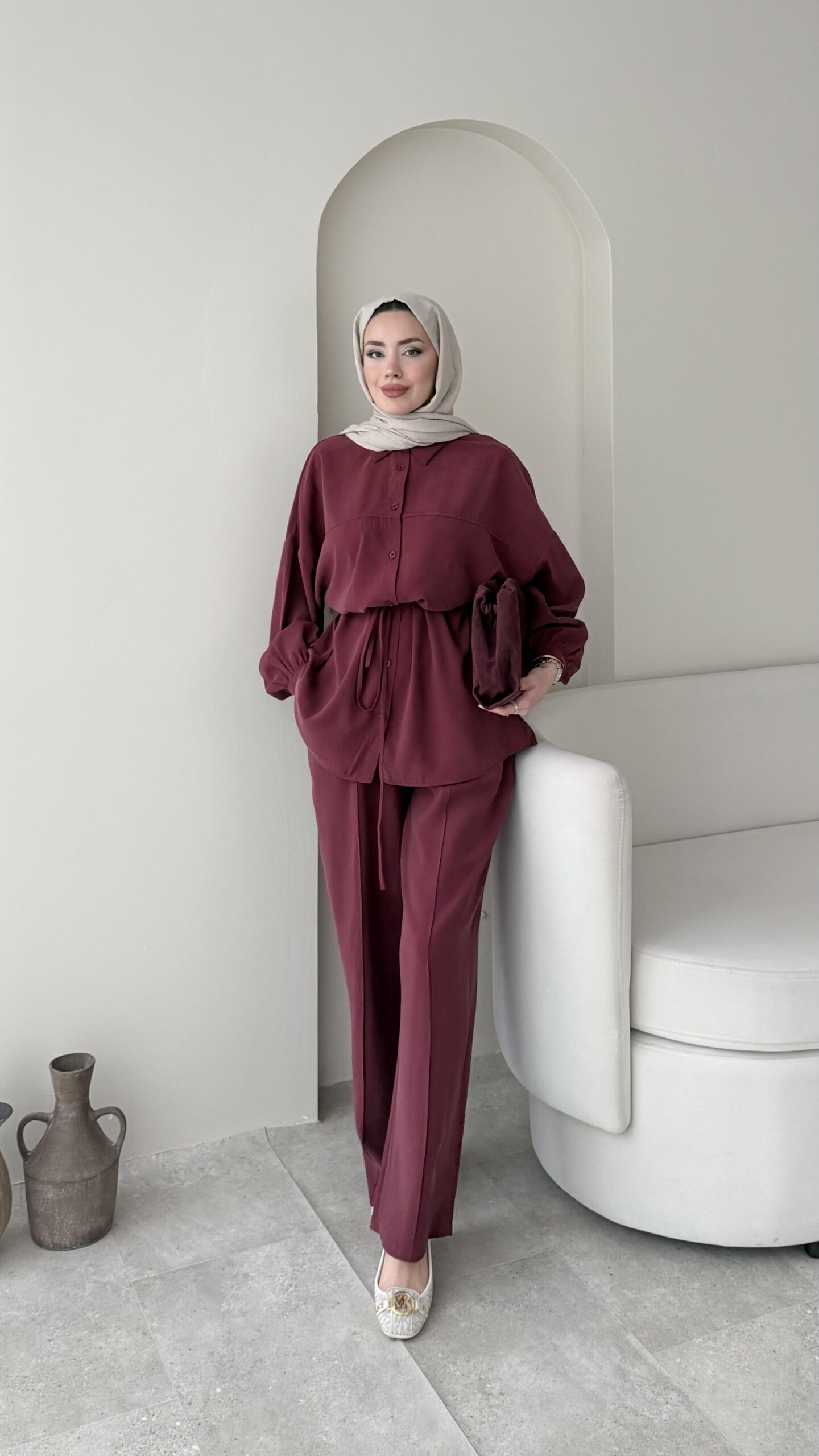 1766587820_0_694bfdac0ba90.jpg Mayra Tensel Takım - Bordo - Görsel 1