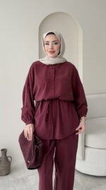 Mayra Tensel Takım - Bordo - Görsel 4