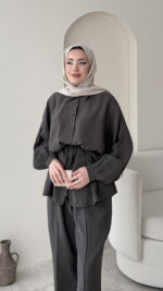 Mayra Tensel Takım - Antrasit - Görsel 3