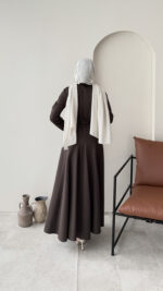 Liora Pensli Scuba Elbise - Acı Kahve - Görsel 3