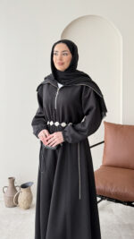 Elen Zincirli Scuba Elbise - Siyah - Görsel 5