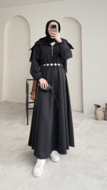 Elen Zincirli Scuba Elbise - Siyah - Görsel 6