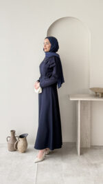 Nola Detaylı Scuba Elbise - Lacivert - Görsel 2