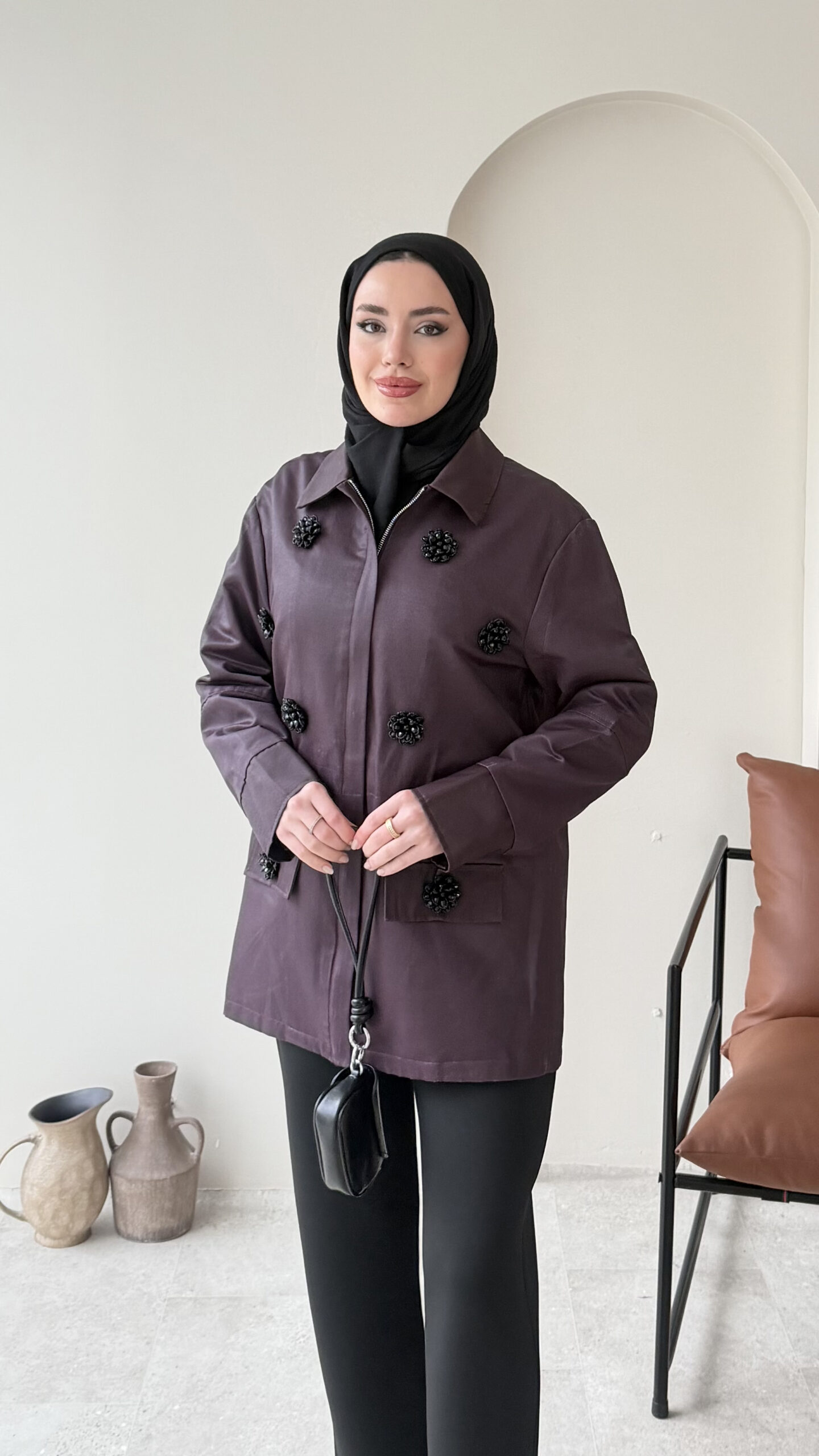 1767817029_0_695ebf45b3a99.jpg Flower Ceket - Mürdüm - Görsel 1