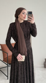 Moon Tasarım Elbise - Acı Kahve - Görsel 7