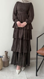 Kasra Tasarım Elbise - Kahve - Görsel 6