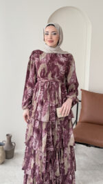 Viona Tasarım Elbise - Mürdüm - Görsel 4