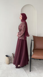 Lora Etekli Scuba Takım - Bordo - Görsel 2