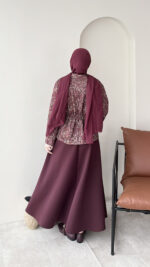 Lora Etekli Scuba Takım - Bordo - Görsel 3