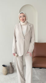 Belin Blazer Takım - Taş - Görsel 5
