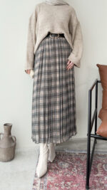 Ekose Şifon Etek - Görsel 3