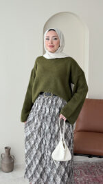 Oven Şifon Etek - Haki - Görsel 5