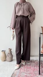 Macka Palazzo Pantalon - Kahva - Görsel 2