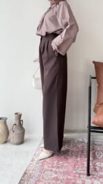 Macka Palazzo Pantalon - Kahva - Görsel 3