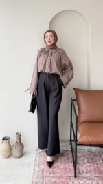 Macka Palazzo Pantalon – Siyah - Görsel 3