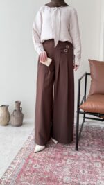 Sayle Detaylı Palazzo Pantalon – Kahve