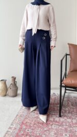 Sayle Detaylı Palazzo Pantalon – Lacivert