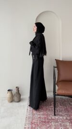 Sayle Detaylı Palazzo Pantalon – Siyah - Görsel 4