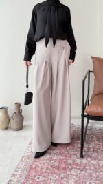 Sayle Detaylı Palazzo Pantalon – Taş