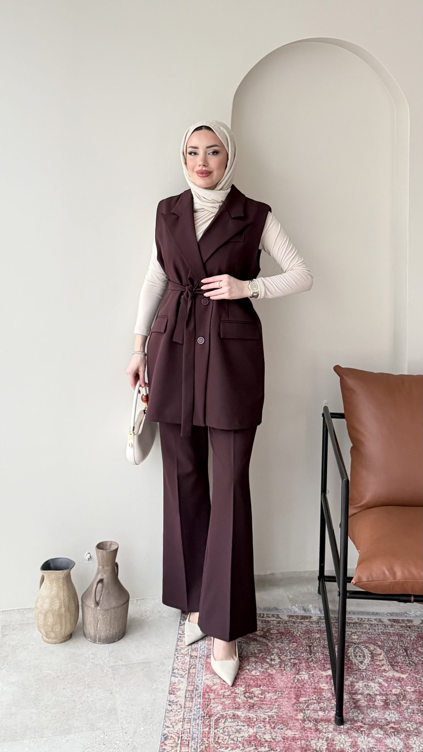 1769803258_0_697d0dfaf2c55.jpeg Penta Blazer Yelekli Takım - Mürdüm - Görsel 1