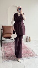 Penta Blazer Yelekli Takım - Mürdüm - Görsel 7