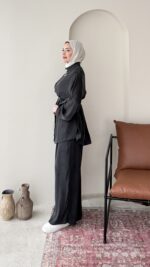 Yâde İpeksi Qupra Takım - Siyah - Görsel 2