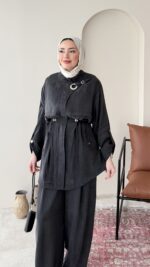 Yâde İpeksi Qupra Takım - Siyah - Görsel 5