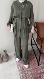 Yâde İpeksi Qupra Takım – Haki - Görsel 6