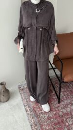 Yâde İpeksi Qupra Takım – Kahverengi - Görsel 6