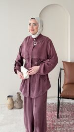 Yâde İpeksi Qupra Takım – Mürdüm - Görsel 5