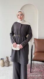 Bade Kemerli Takım – Kahverengi - Görsel 4