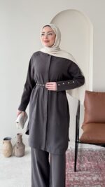 Bade Kemerli Takım – Kahverengi - Görsel 5