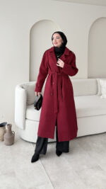 Olâ Kaşe Kaban - Bordo - Görsel 3