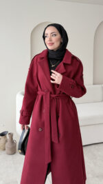 Olâ Kaşe Kaban - Bordo - Görsel 4