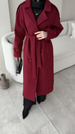 Olâ Kaşe Kaban - Bordo - Görsel 6