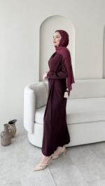 Sare Pileli Elbise - Mürdüm - Görsel 2